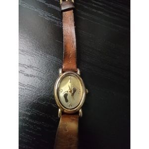 Footprints Gold Tone Ladies Watch with Leather Band